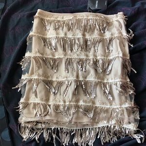 NWT Gold sequin fringe skirt.  Forever 21 festival